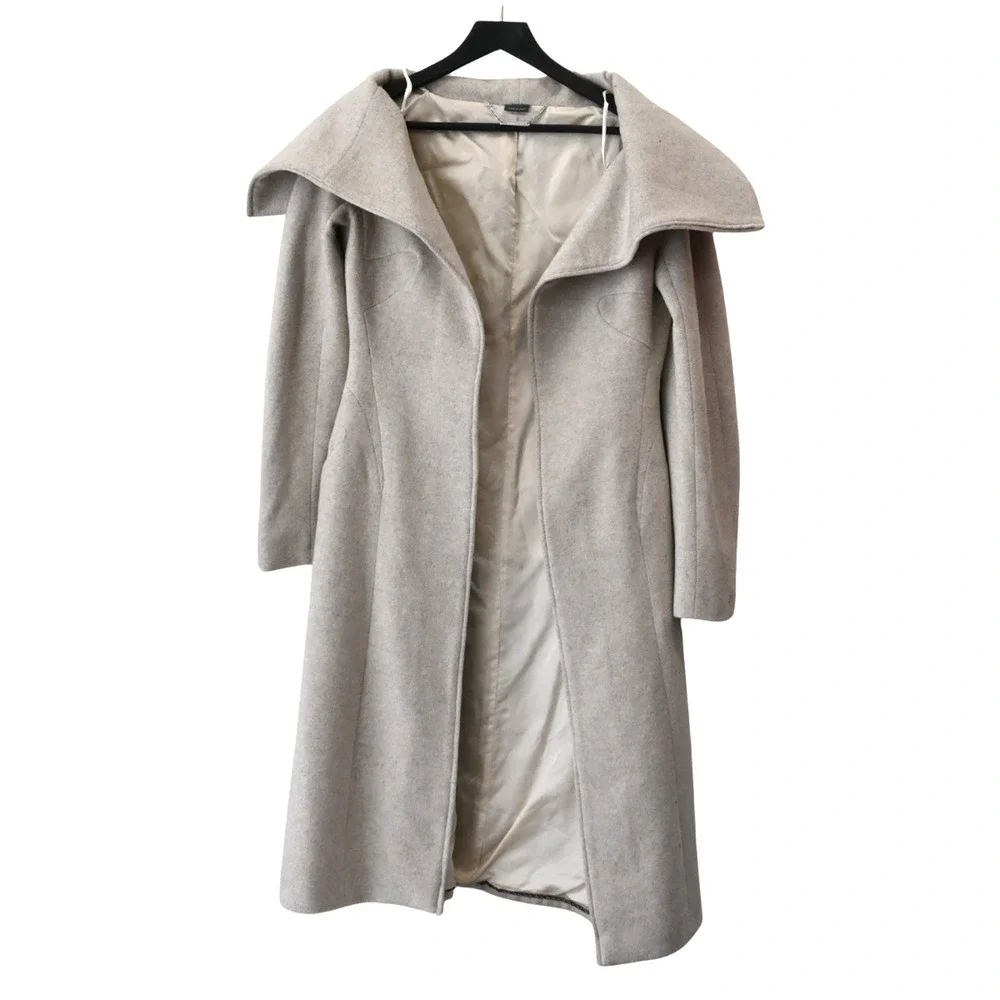Alexander McQueen Oatmeal Cashmere Open Coat Size 44 / Approx. Medium
